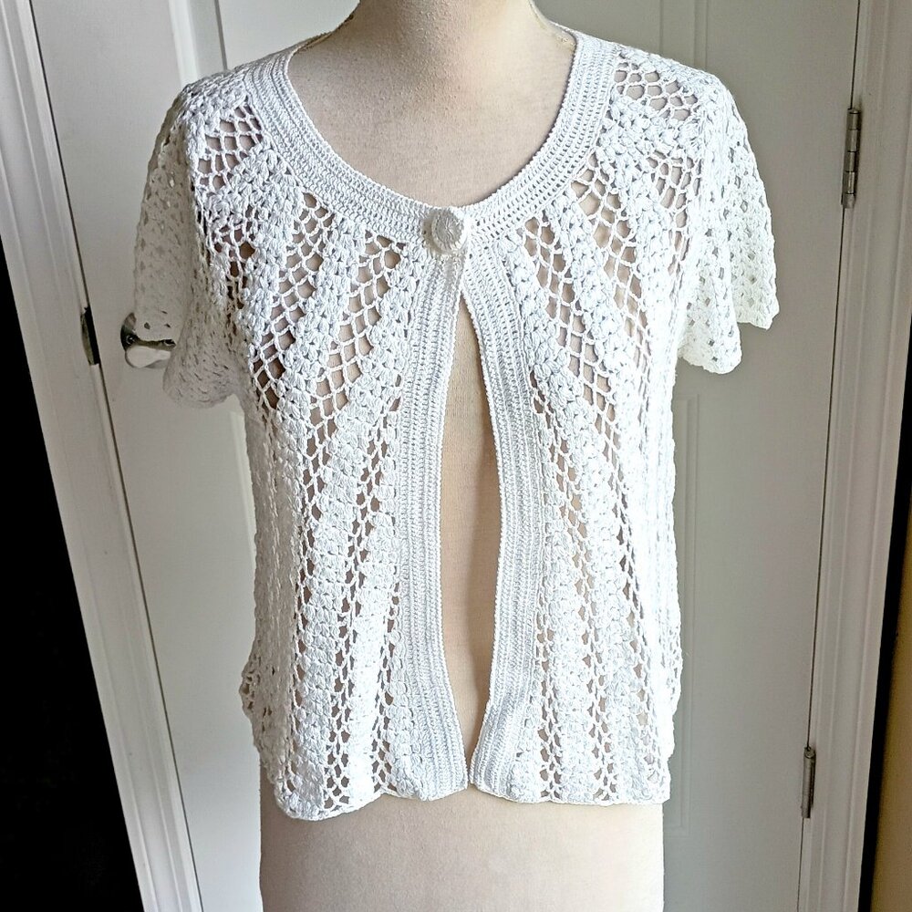 NEW! HAND CROCHET Button SHRUG BY WHBM